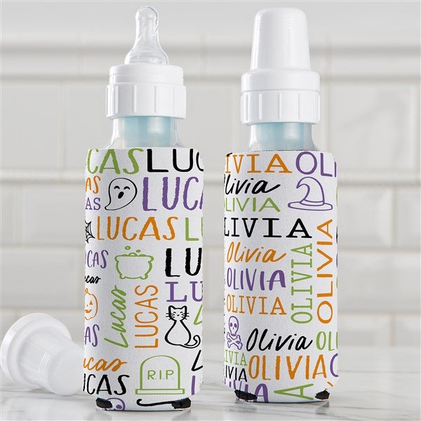 Halloween Repeating Name Personalized Baby Bottle Sleeve  - 50771