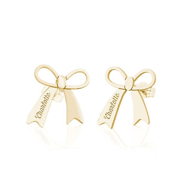 Personalized Name Bow Earrings - 51050D