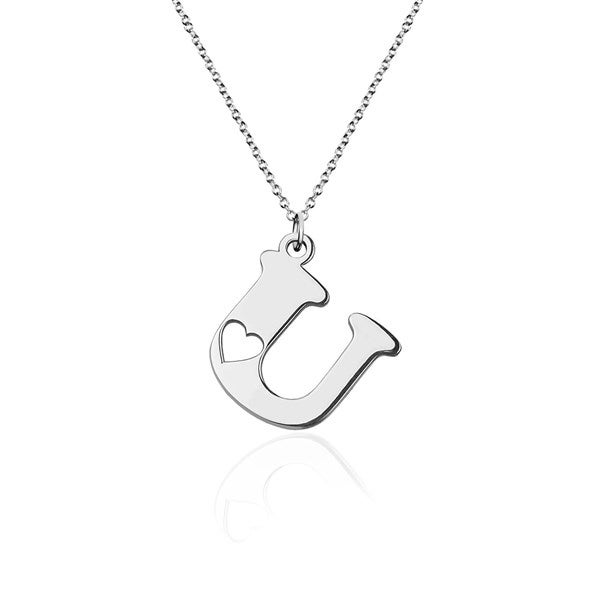 Personalized Initial Cut-Out Heart Necklace  - 51072D