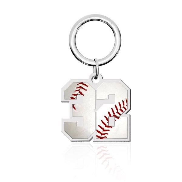 Personalized Baseball Number Key Ring - 51207D