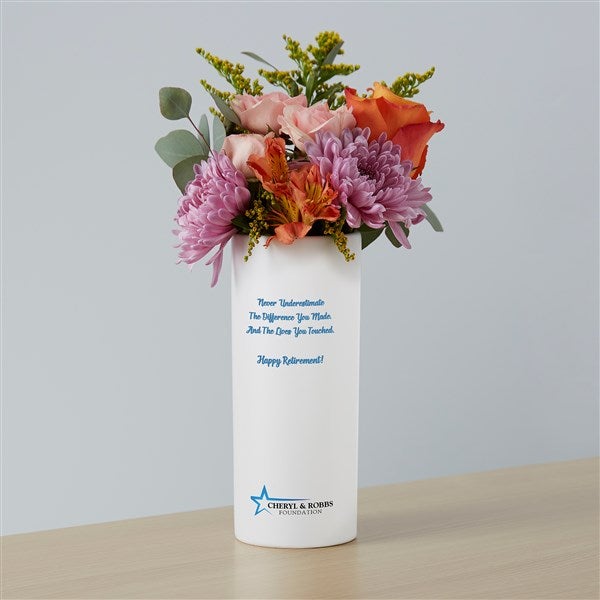 Custom Retirement White Ceramic Vase With Logo - 51262