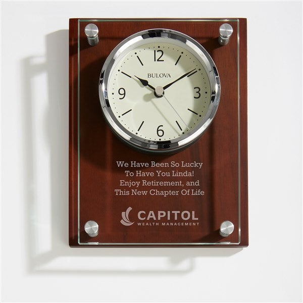 Custom Retirement Logo Bulova Wall Clock  - 51284