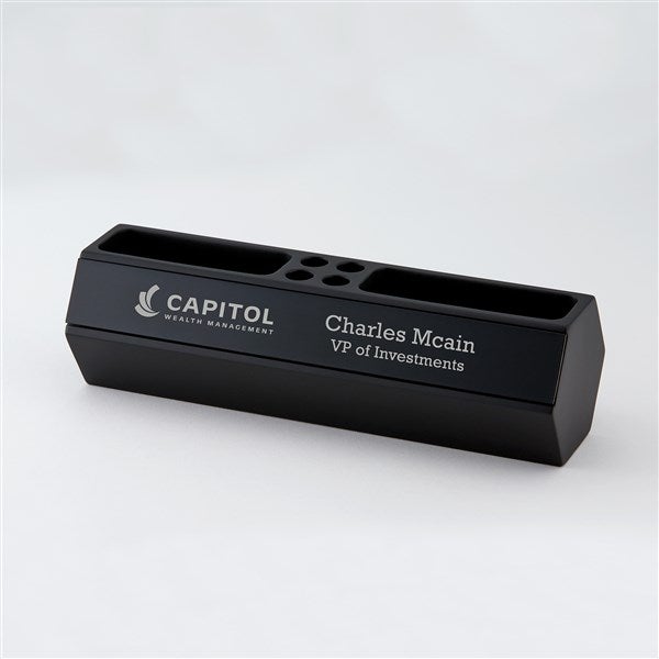 Engraved Logo Desk Name Plate & Organizer - 51364