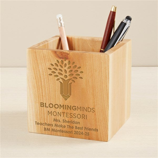 Engraved Logo Wooden Pencil Holder - 51384