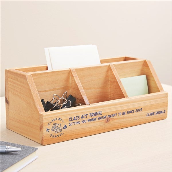 Engraved Logo Wooden Desk Organizer - 51385