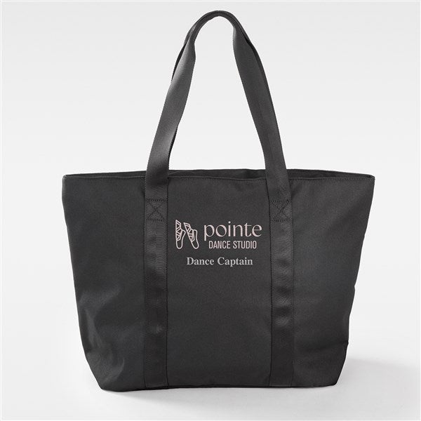 Embroidered Logo Black Sleek Tote Bag - 51606