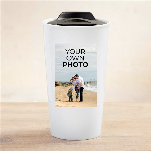 Your Own Photo Personalized 12 oz. Double-Walled Ceramic Travel Mug - 51642