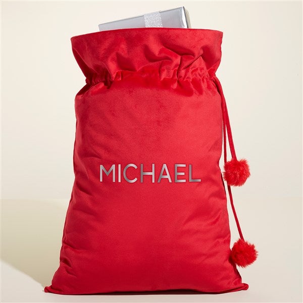 Glistening Name Personalized Metallic Foil Red Santa Sack  - 51793