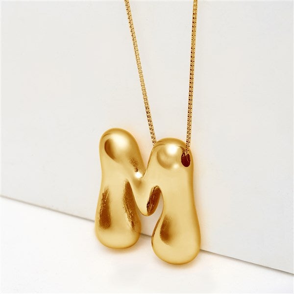 Custom Bubble Letter Initial Necklace - 51912D