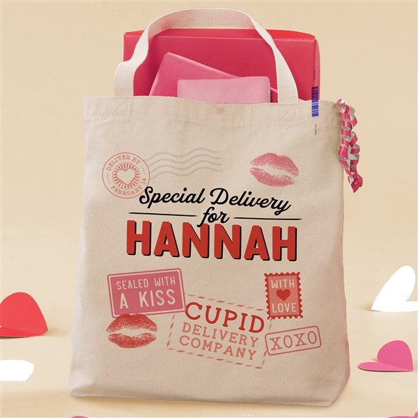 Special Delivery From Cupid Personalized Valentine's Day Canvas Tote Bag - 51923