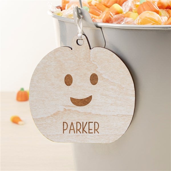 Halloween Pumpkin Personalized Wooden Basket Tags - 51929