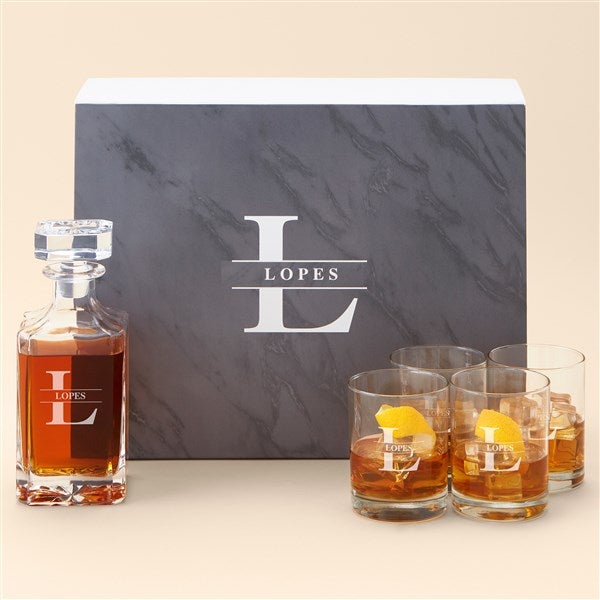 Lavish Last Name Personalized Whiskey Glass & Decanter Gift Set - 51957