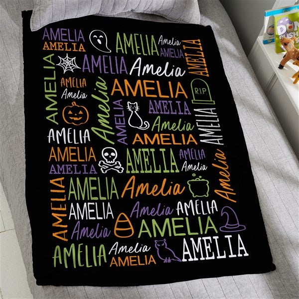 Halloween Repeating Name Personalized Blanket - 51960