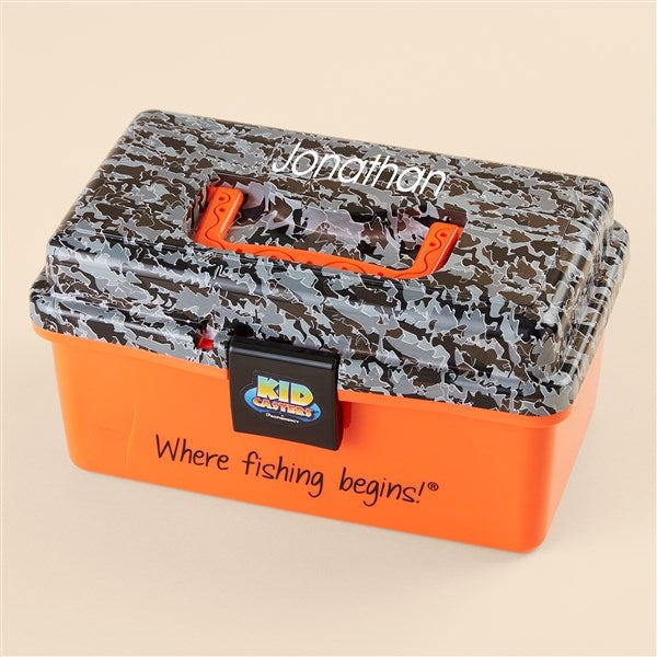 Personalized Kids Camo Tackle Box & Fishing Pole - 52078