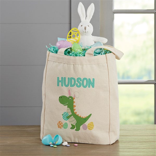 Easter Dino Personalized Canvas Tote Bag - 52286