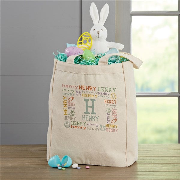 Easter Repeating Name Personalized Canvas Treat Bags - 52288