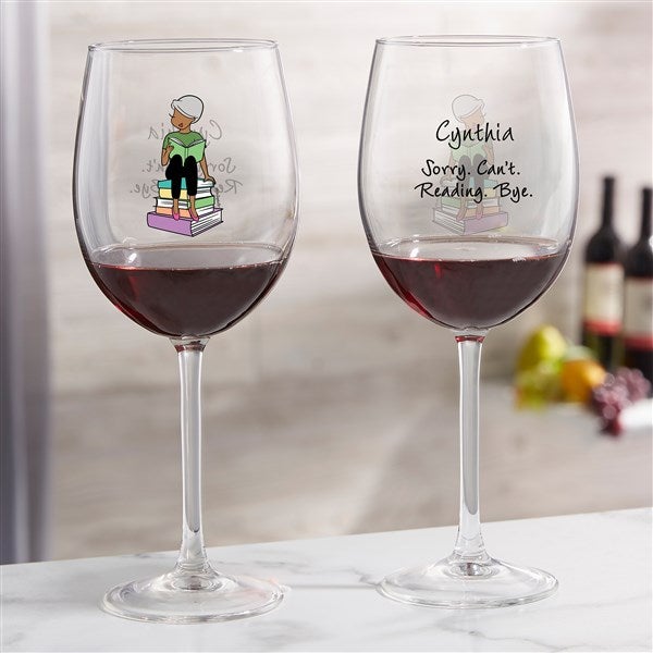 Book Lover philoSophie&#39;s® Personalized Wine Glasses - 52455