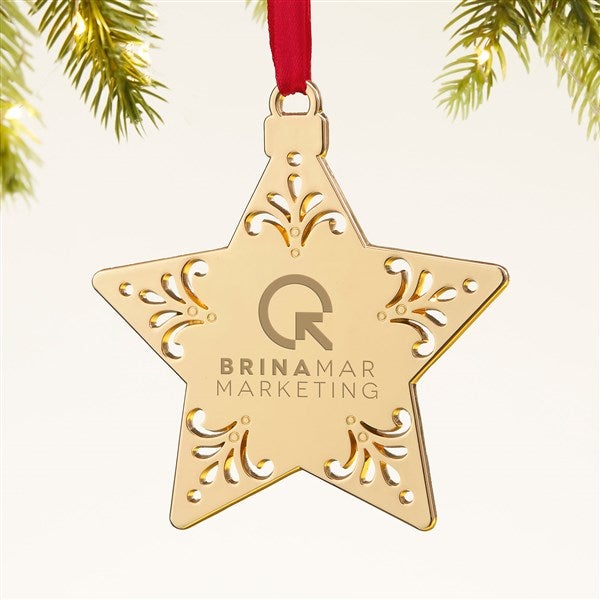 Engraved Logo Gold Star Ornament - 52486