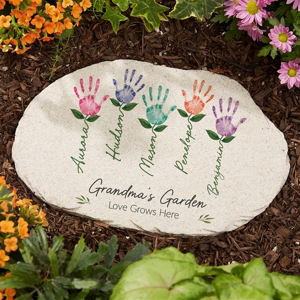 Handprint Art Personalized Round Garden Stone - 52593