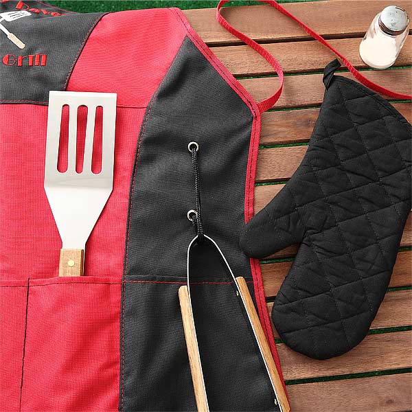 Personalized Four Piece BBQ Grill Apron Set