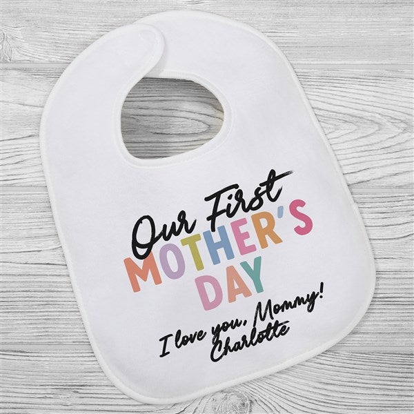 Colorful First Mother&#39;s Day Personalized Baby Bib - 52613