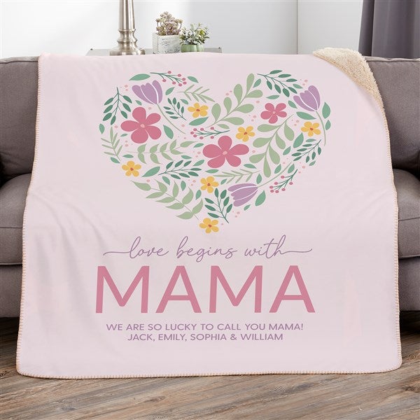 Love Begins With Mom Personalized Blanket - 52626