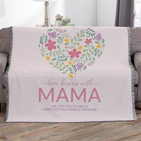 Love Begins With Mom Personalized Blanket - 52626