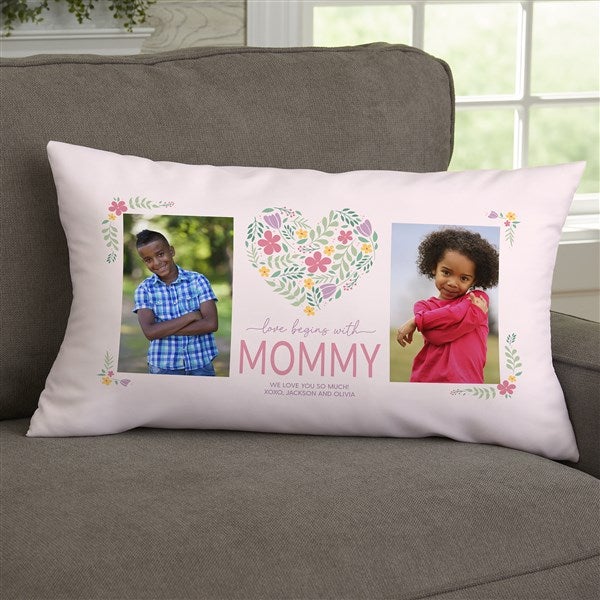 Love Begins With Mom Personalized Throw Pillow - 52628