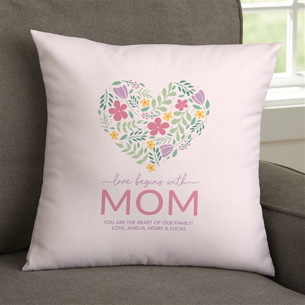 Love Begins With Mom Personalized Throw Pillow - 52628