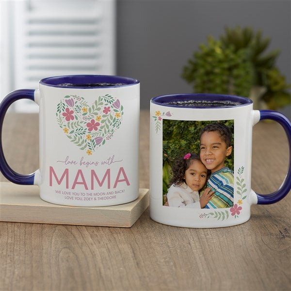 Love Begins With Mom Personalized Photo Coffee Mugs - 52629