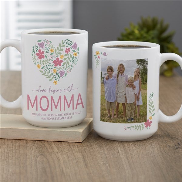 Love Begins With Mom Personalized Photo Coffee Mugs - 52629