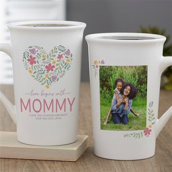 Love Begins With Mom Personalized Photo Coffee Mugs - 52629