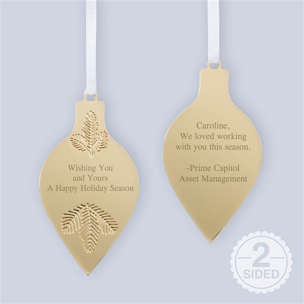 Engraved Logo Golden Evergreen Drop Ornament - 52686