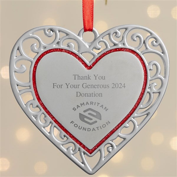 Personalized Logo Lattice Metal Heart Ornament - 52743