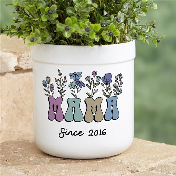 Retro Floral Mom Personalized Outdoor Flower Pot - 52799