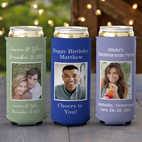 Party Photo Personalized Slim Can Cooler - 53235