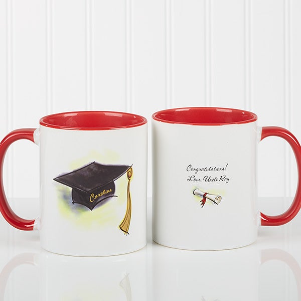 Graduation Cap & Diploma Personalized Coffee Mugs - 5389