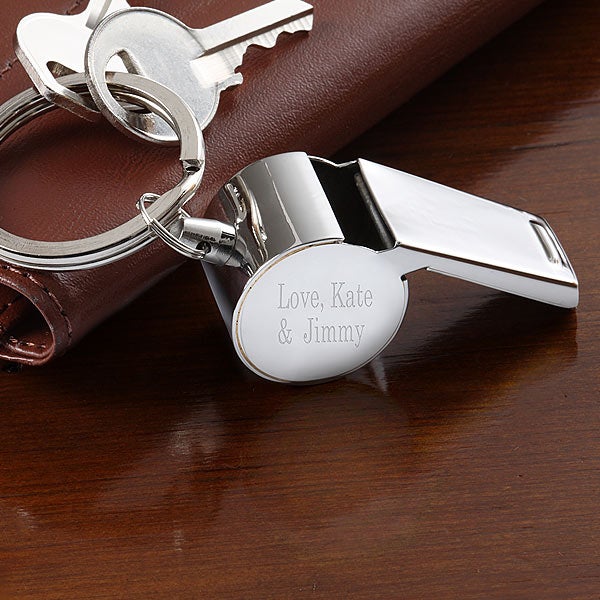 Personalized Stainless Steel Whistle Keychain