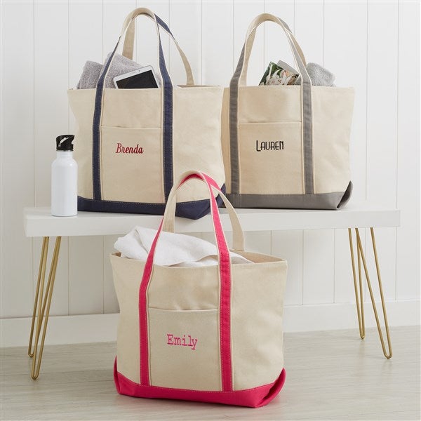 Monogrammed Canvas Tote Bags - Weekend Getaway