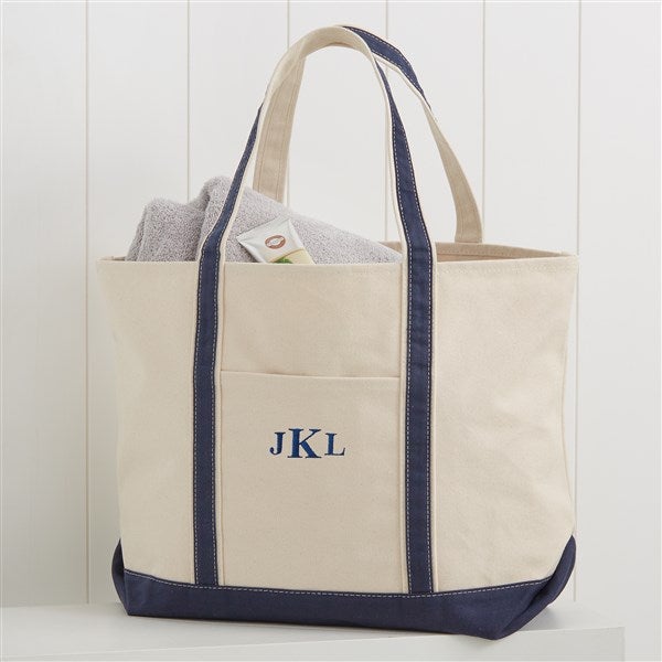 Custom Embroidered Name Boat Tote Large Canvas Bag Personalized