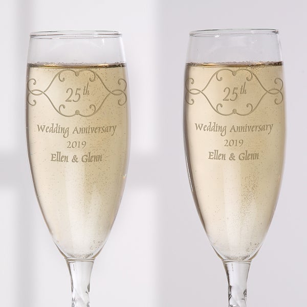 Personalized Anniversary Champagne Flutes Set Of 2