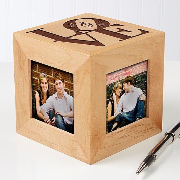 personalised wooden photo cube