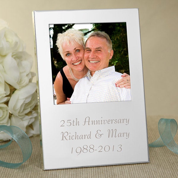 Engraved Silver Personalized Anniversary Picture Frames - 6130