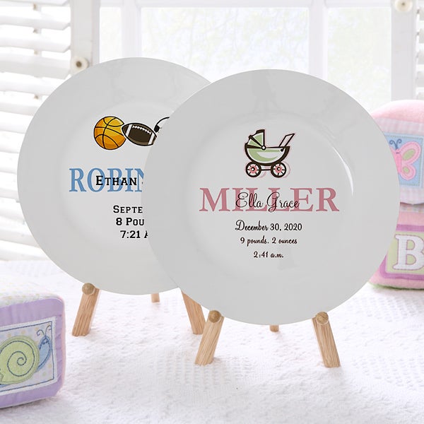 personalized baby birth plates