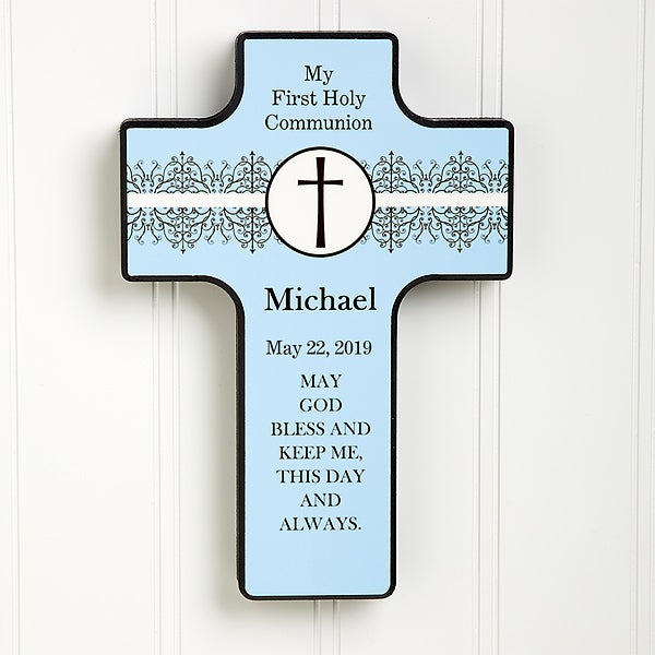 May God Bless Me Personalized 7-inch Wall Cross - First Communion Gifts