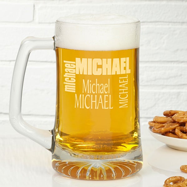 Custom Name Personalized Glass Beer Mug - 6682
