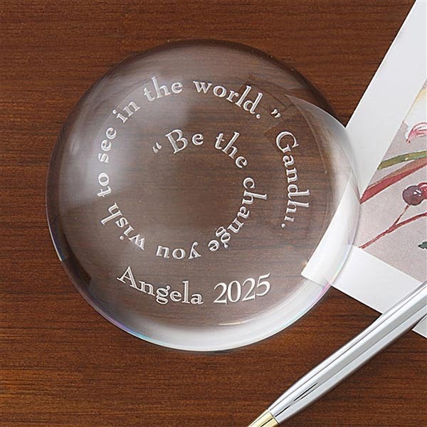 Inspirational Quotes Round Crystal Paperweight - 6953