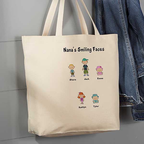 Family Characters Personalized Small Canvas Tote Bag