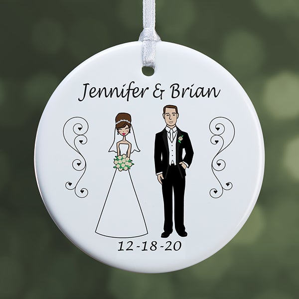 personalized bride and groom christmas ornaments