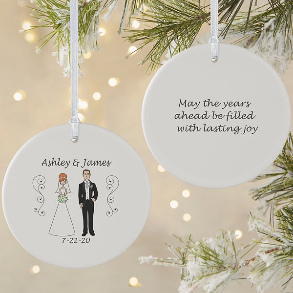 personalized bride groom christmas ornaments